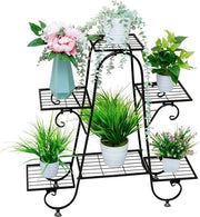 Supporto per fiori per interni - supporto metallico per piante nero - scala per fiori per vasi - supporto per fiori per esterni