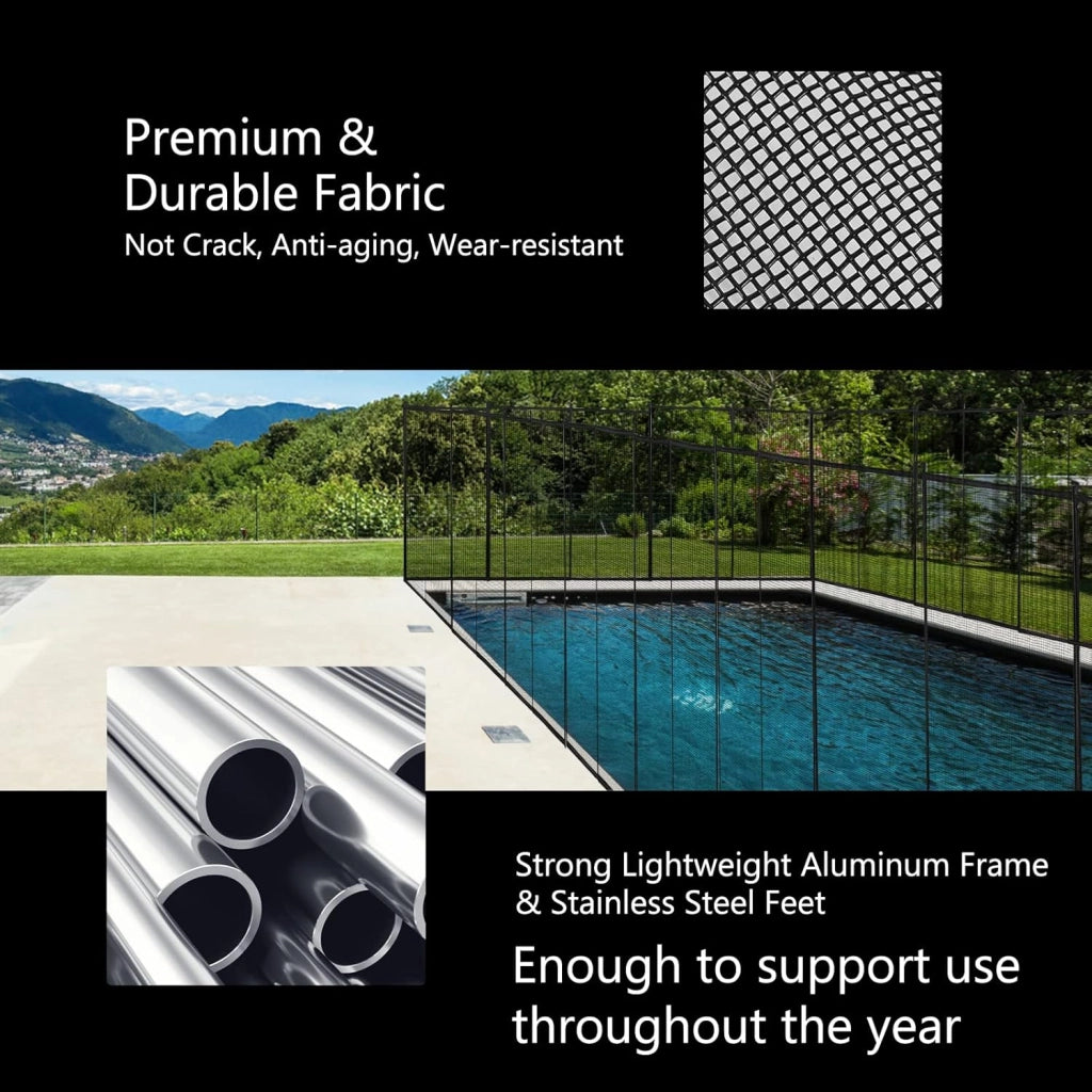 Recinzione di Protezione per Piscina, Barriera di Sicurezza Pieghevole in Alluminio e Acciaio Inox per Piscina Laghetto Giardino con Kit di Montaggio, 366 x 125cm