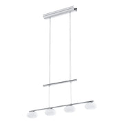 Lampadario A Sospensione Moderno Aleandro 1 Acciaio Cromo Vetro 4 Luci Led 4,5W