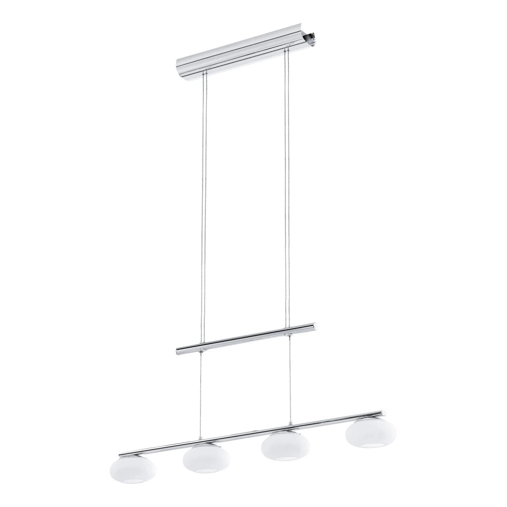 Lampadario A Sospensione Moderno Aleandro 1 Acciaio Cromo Vetro 4 Luci Led 4,5W