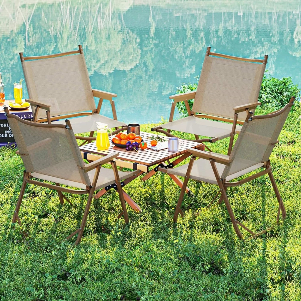 Set di 2 Sedie da Campeggio Pieghevoli, Sedie da Spiaggia Leggere con Telaio in Alluminio, Sedie da Giardino Portatili con Braccioli per Esterni, Portata 180 kg