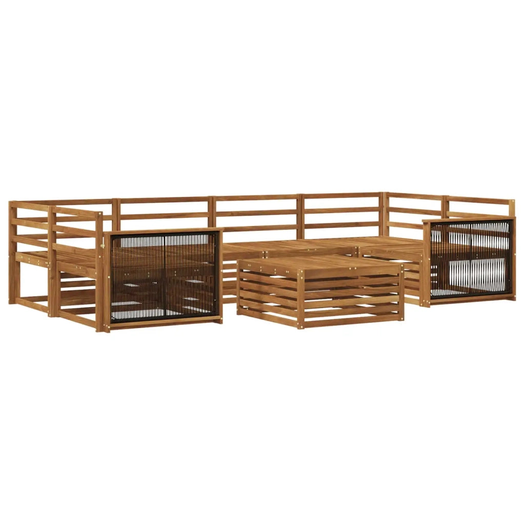 Set di divani da esterno 7 pz Naturale Legno di Acacia Massello 3383082