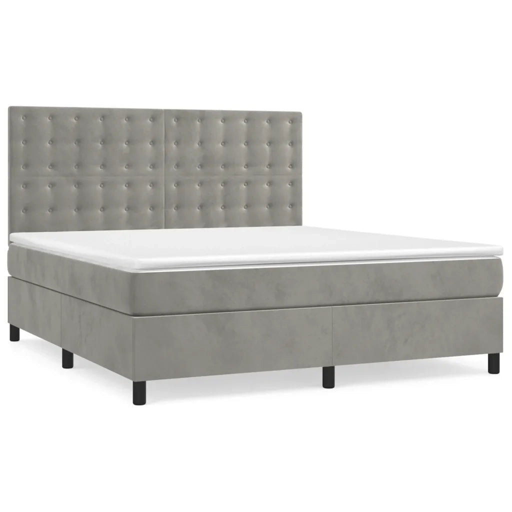 Giroletto a Molle con Materasso Grigio Chiaro 180x200cm Vellutocod mxl 123780