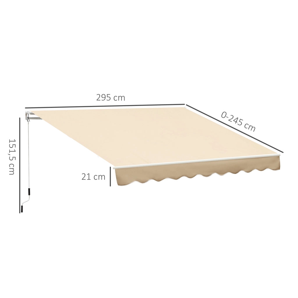 Tendone da giardino retrattile manuale ¨C zephmum ¨C beige, alluminio, 295x245 cm