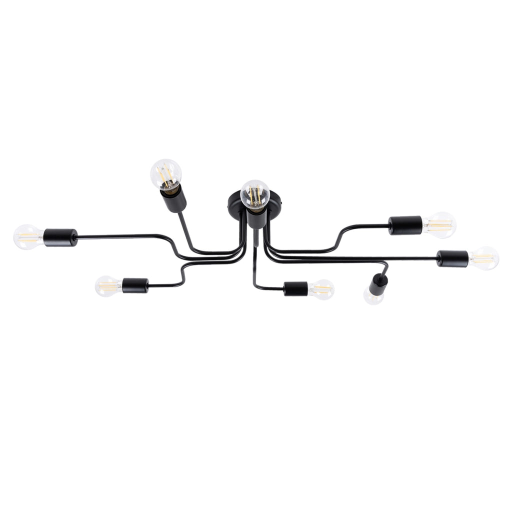 Plafoniera loft industrial nera metallo 8xE27 PLANUM Pure Lume
