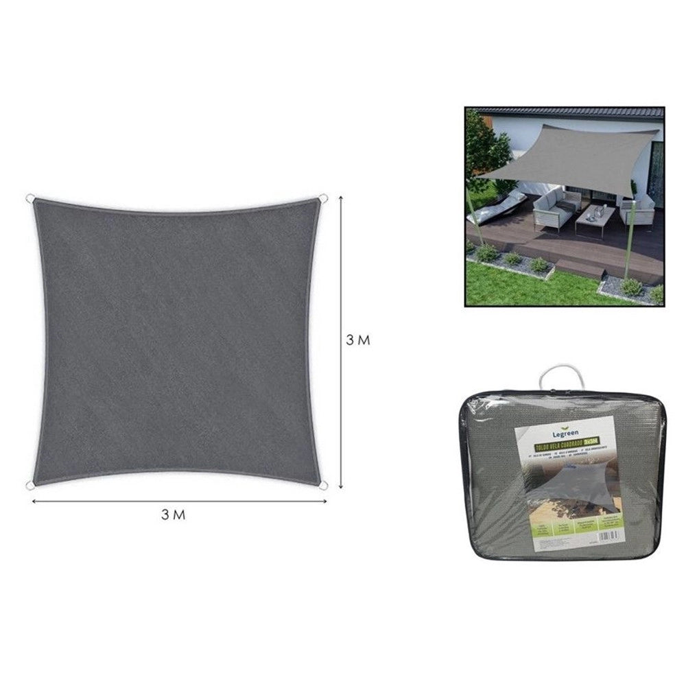 Trade Shop - Vela Tenda Quadrata Parasole Protezione Sole Ombreggiatura Giardino 3x3mt Grigio 222584 -