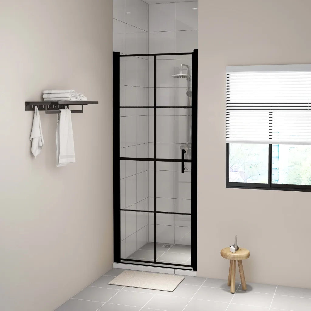 Porta per Doccia in Vetro Temperato 91x195 cm Nera CFW2843146