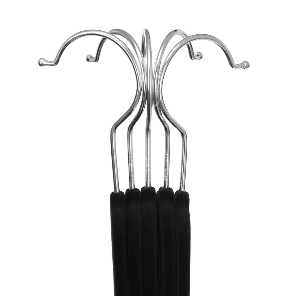 Set di 12 grucce in velluto con tacche e clip sottili antiscivolo salvaspazio gancio girevole per abiti camicie giacche cappotti lunghezza 42,5 cm nero 12_0003483