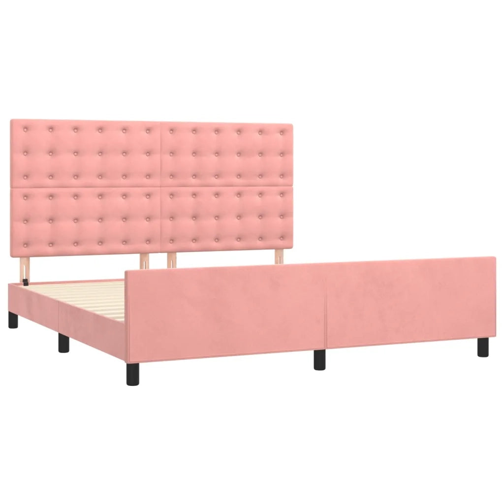 Giroletto con Testiera Rosa 160x200 cm in Velluto 3126012