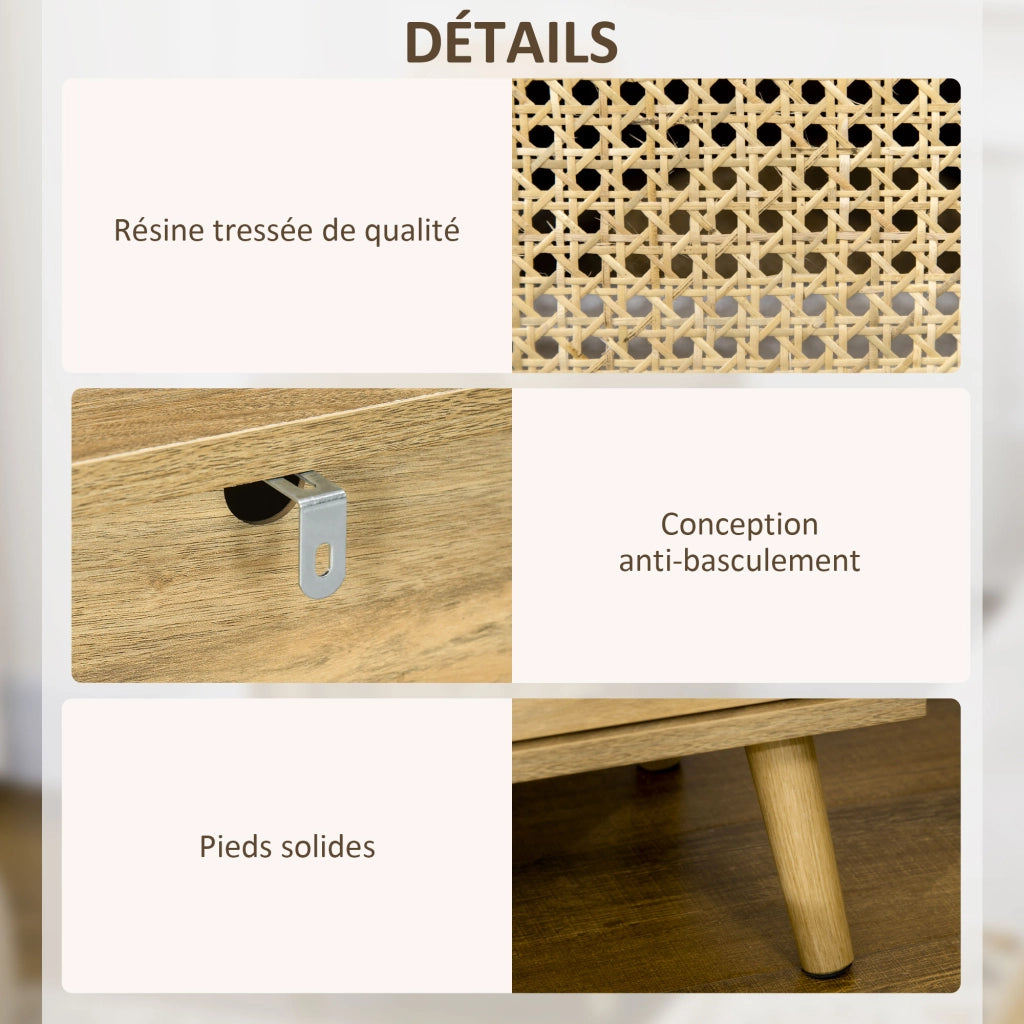 Comodino con cassetto e ripiano design vintage ¨C zephmum ¨C naturale 39x35x60 cm