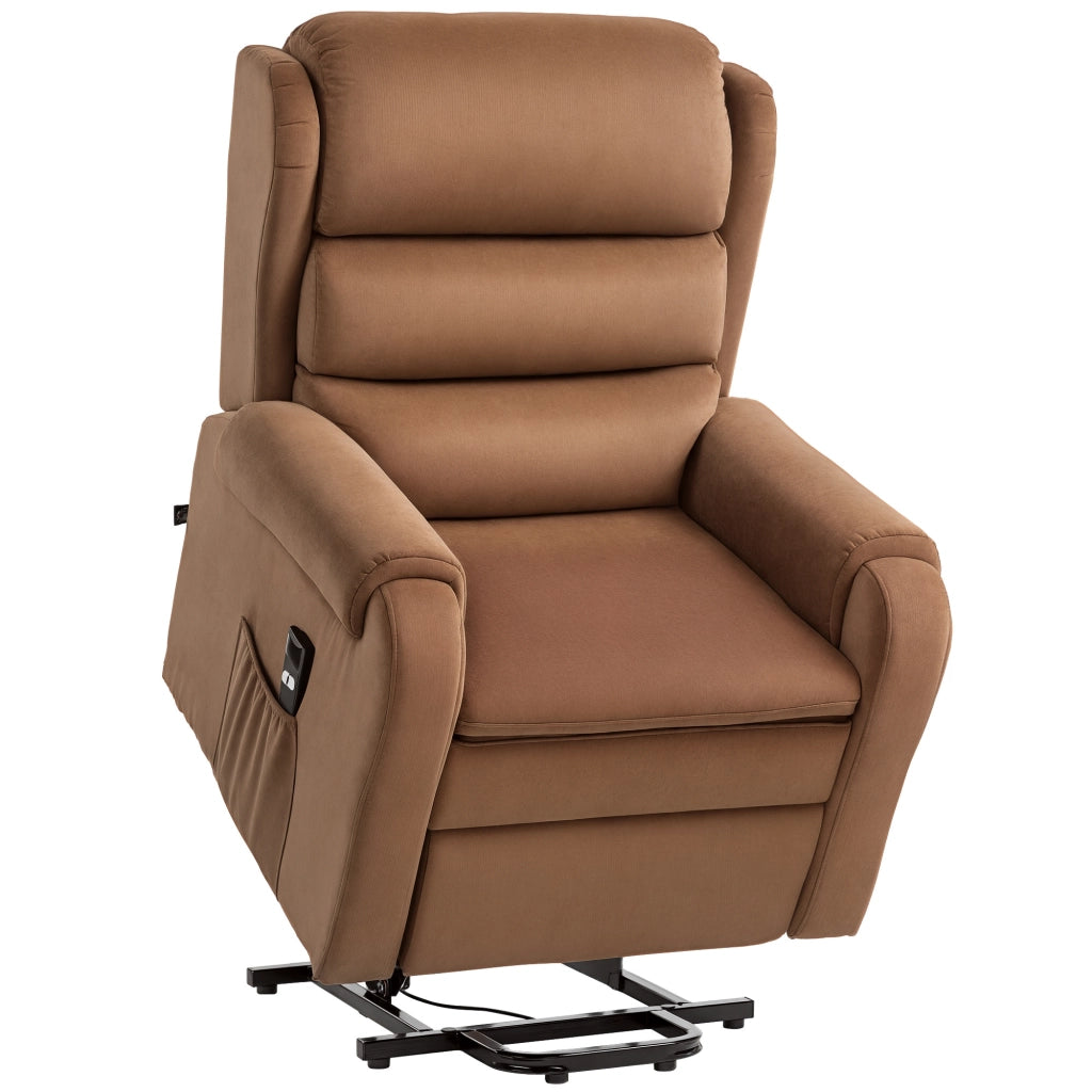 Poltrona Alzapersona Reclinabile Massaggiante con Poggiapiedi ¨C Zephmum ¨C Velluto Marrone 85x88x109 cm
