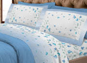 Completo Lenzuola In Morbida Flanella Linea SuperEuropa Disegno Pea Flower - Matrimoniale - Azzurro