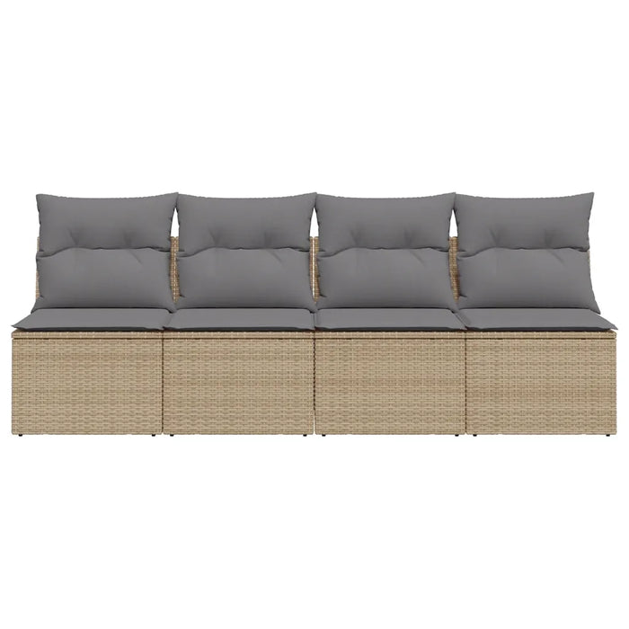 Divano da Giardino con Cuscini a 4 Posti Beige in Polyrattan 366089