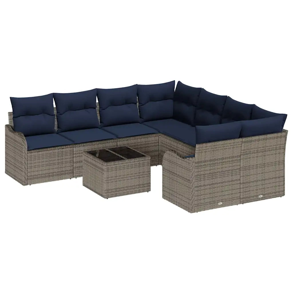 Set Divano da Giardino 9 pz 8-Numero di posti Grigio polyrattan 3345645