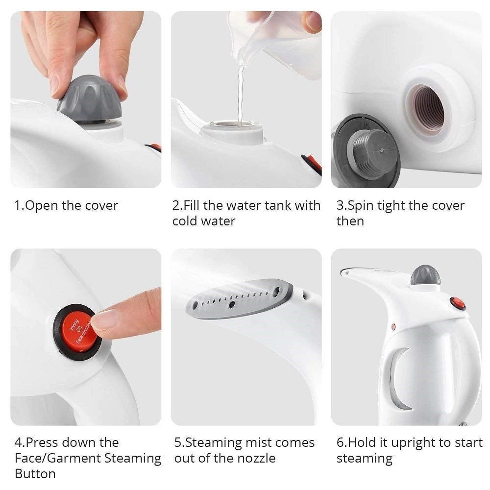 Trade Shop - Vaporizzatore Portatile Multifunzione Per Indumenti Viso 4in1 Stira Sterilizza Umidifica -