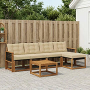 Set di divani da esterno con cuscino 6 pcs Naturale e Beige