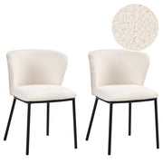 Set di 2 sedie da pranzo in ecopelle bianco sporco con gambe in ferro nero senza braccioli con coprigambe design moderno minimalista sala da pranzo