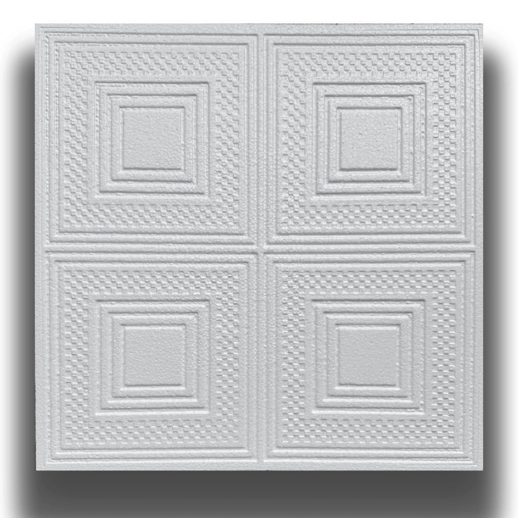 10 o 20mq (40 oppure 80 pezzi) di pannello decorativo a soffitto in polistirene compatto 50x50cm (spess. 1cm) EVORA - Pacco da 20 metri quadrati