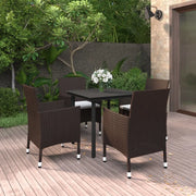 Set da Pranzo da Giardino 5 pz con Cuscini Polyrattan e Vetro 3099674