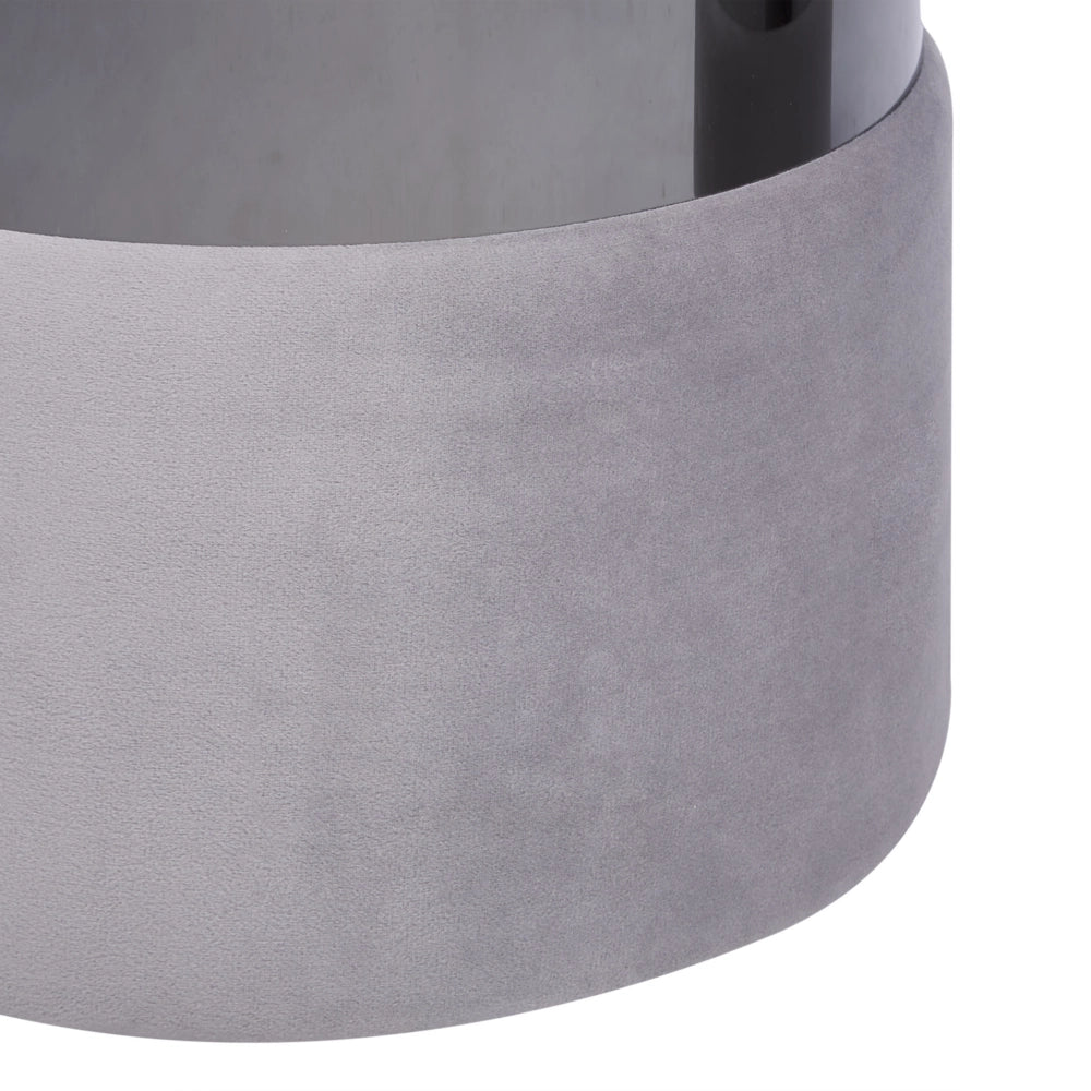 Set di 2 pouf contenitivi Poggiapiedi con rivestimento in velluto di poliestere Grigio Stile Glam