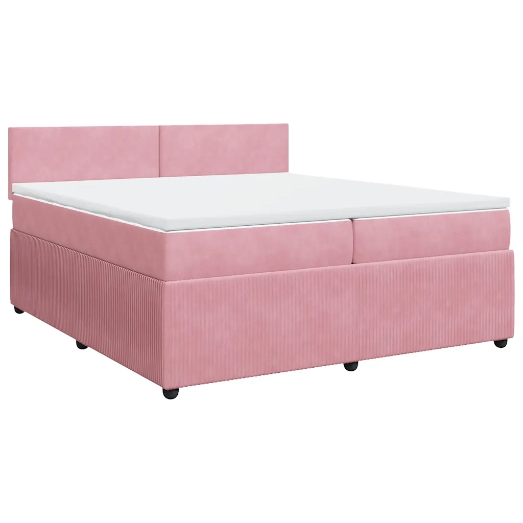Giroletto a Molle con Materasso Rosa 200x200 cm in Velluto 3287829