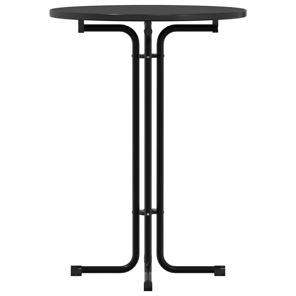 Tavolo da Pranzo Nero Ã˜80x110 cm Legno Multistrato e Acciaio