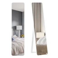 Specchio a Terra e a Parete Rettangolare, 37L x 43l x 156H cm, Legno, Bianco