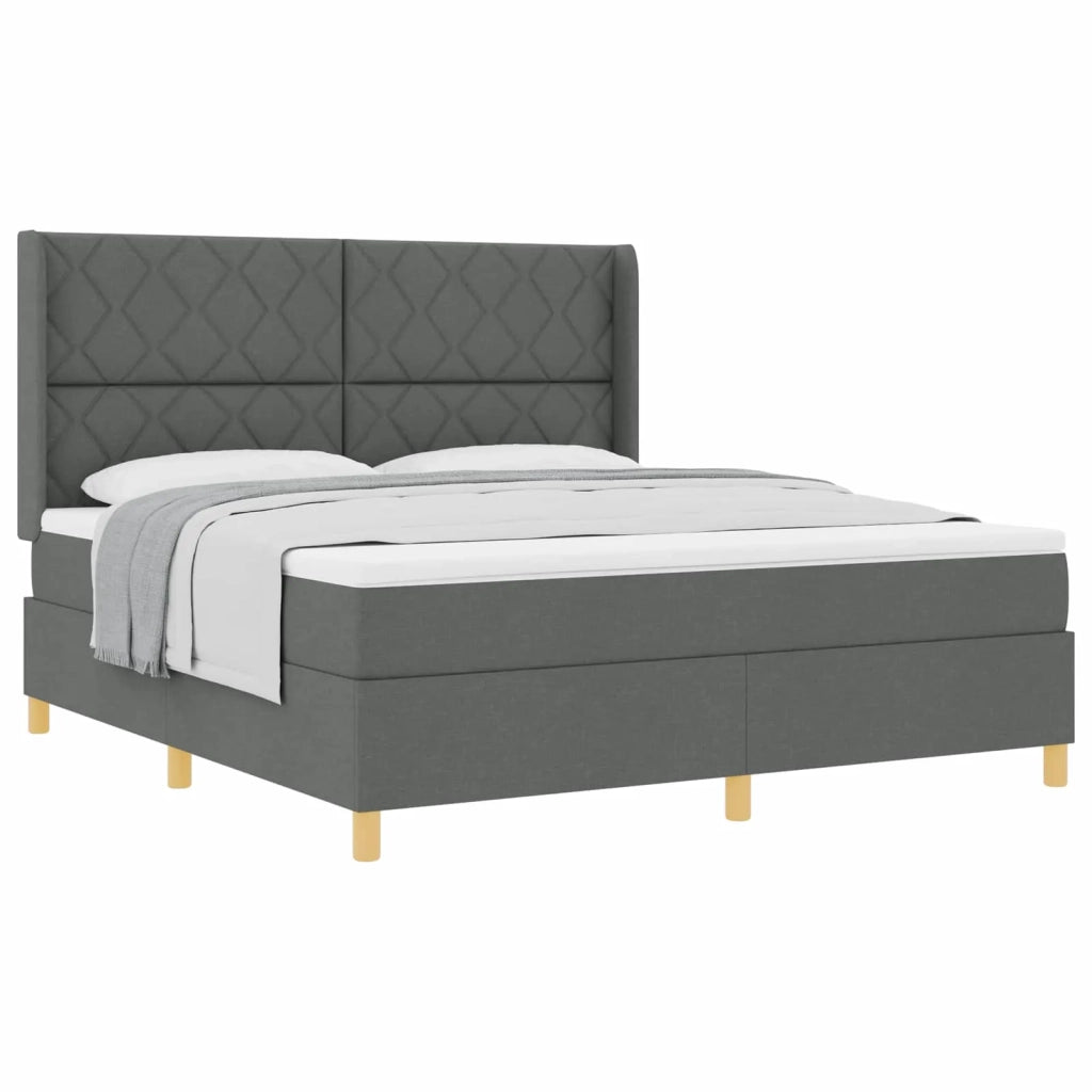 Letto a molle con testiera Grigio scuro 180 x 200 cm Tessuto 3341911