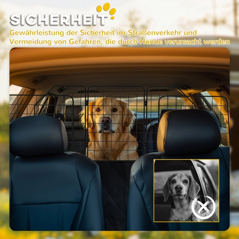 Rete divisoria per cani da auto, regolabile da 93 a 150 cm, pieghevole, facile da montare, in acciaio, nera.