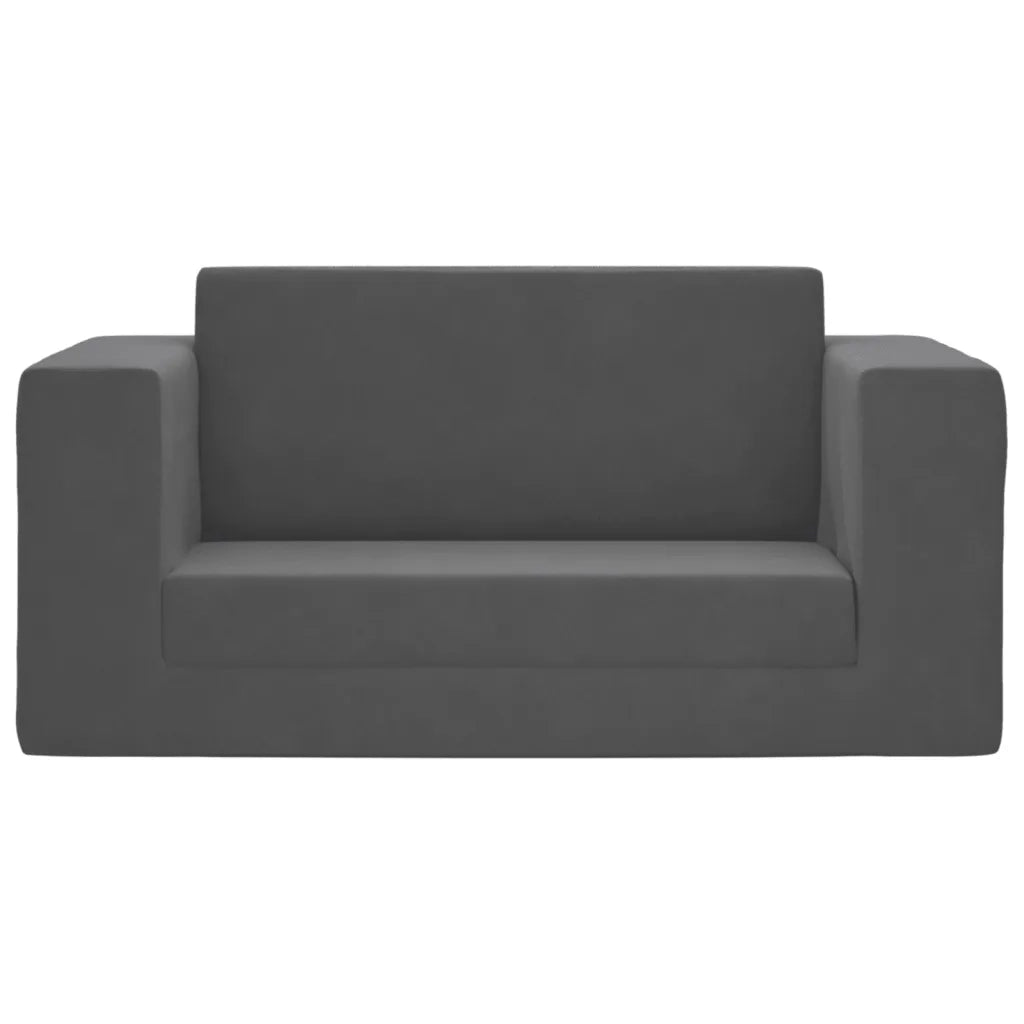 Divano Letto per Bambini a 2 Posti Antracite in Morbido Peluche 357036