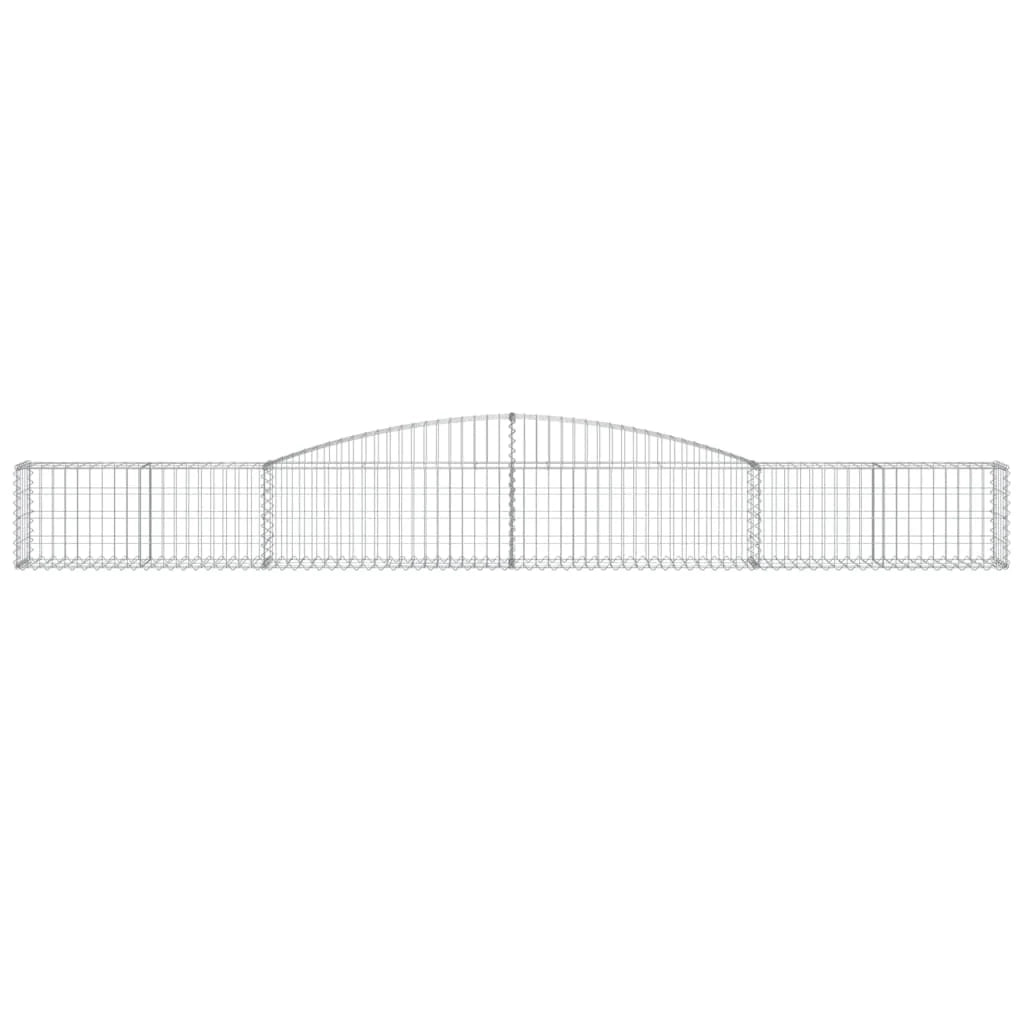 Cesto gabbione recinzione a gabbia muro di contenimento ad arco 400 x 30 x 40/60 cm ferro zincato argento 02_0040079