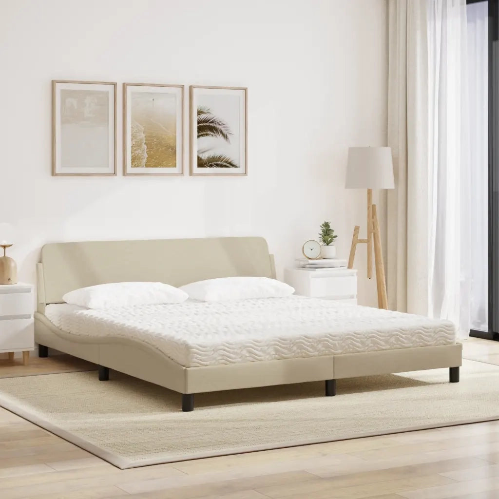 Letto con Materasso Dover Crema 180x200 cm in Tessuto