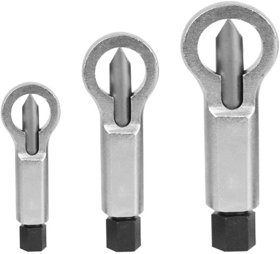 Set di Estrattori di Viti - 3 Pezzi - Per Viti Danneggiate - Estrattore di Viti Metallico - Adatto per 9-12mm/12-16mm/16-22mm - Facile da Utilizzare - Chiave a Lame