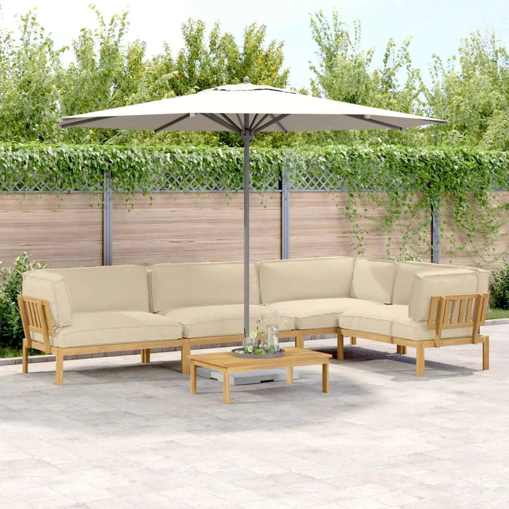 Set di divani con cuscino 5 pcs Beige e Marrone Chiaro 3418447