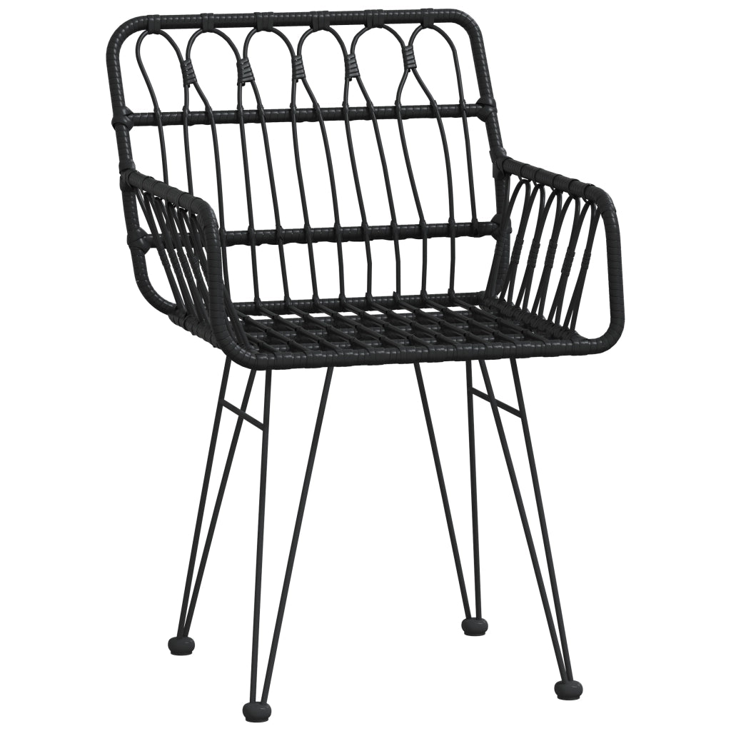 Set da pranzo da giardino 7 pezzi Nero Polyrattan