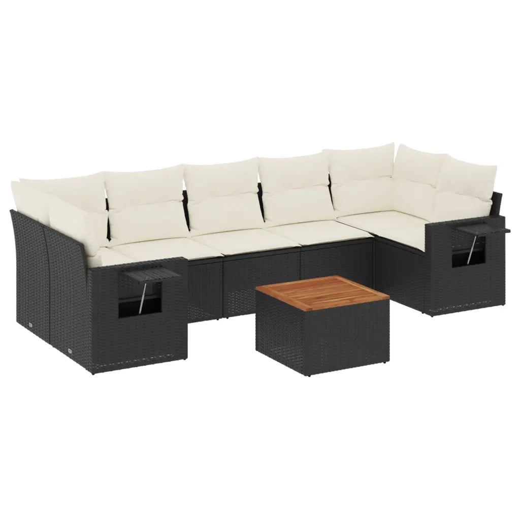 Set Divani da Giardino con Cuscini 8 pz Nero in Polyrattan 3224474