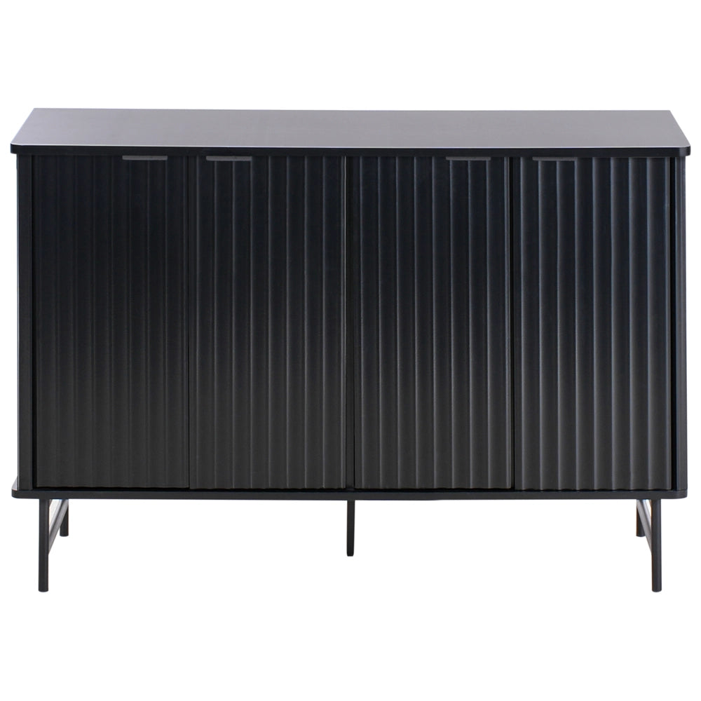 Credenza 4 ante MDF nero gambe in metallo soggiorno camera da letto classico