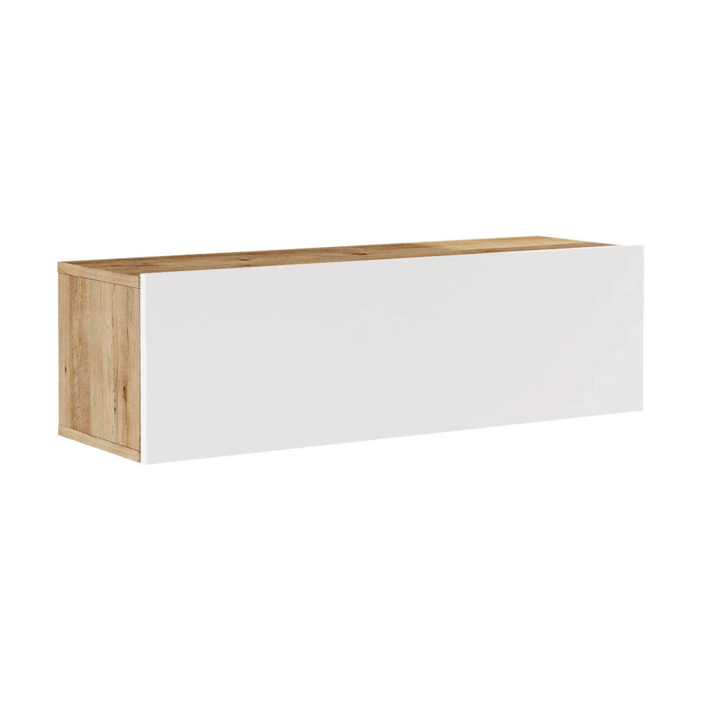 Mobile TV con anta 29,5 x 100 x 31,5 cm effetto rovere rustico/bianco 03_0007793