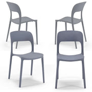 Set 4 sedie in polipropilene KATE, impilabile, resistente ai raggi UV, design moderno, ideale per sala da pranzo, cucina, sala d’attesa, bar, ristoranti o da esterno, colore Grigio Asfalto