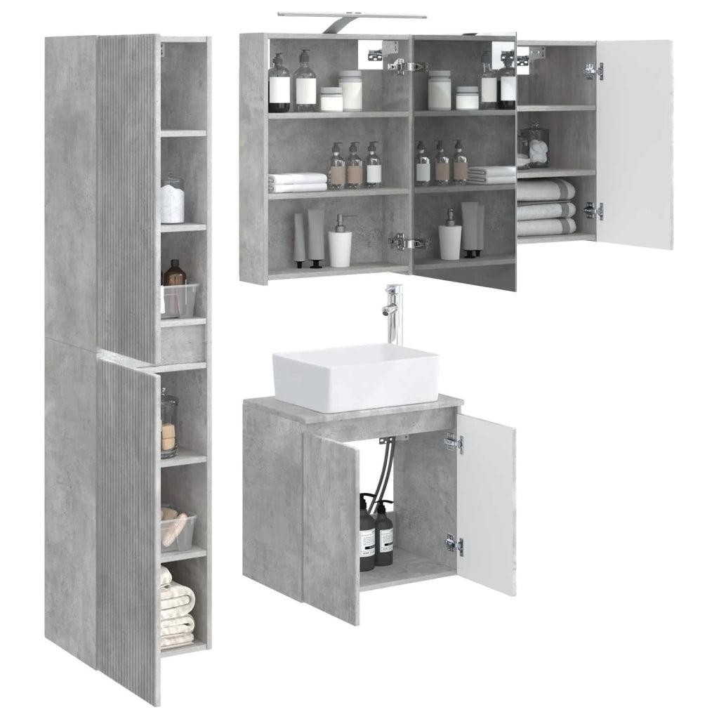 Set di Armadi da Bagno 5 pcs Grigio Cemento 50 x 14,5 x 70 cm 3407314