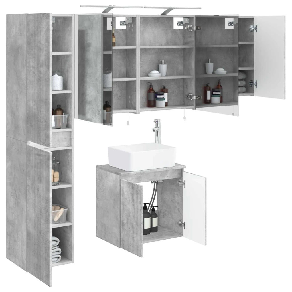 Set di Armadi da Bagno 5 pcs Grigio Cemento 50 x 14,5 x 70 cm 3407314