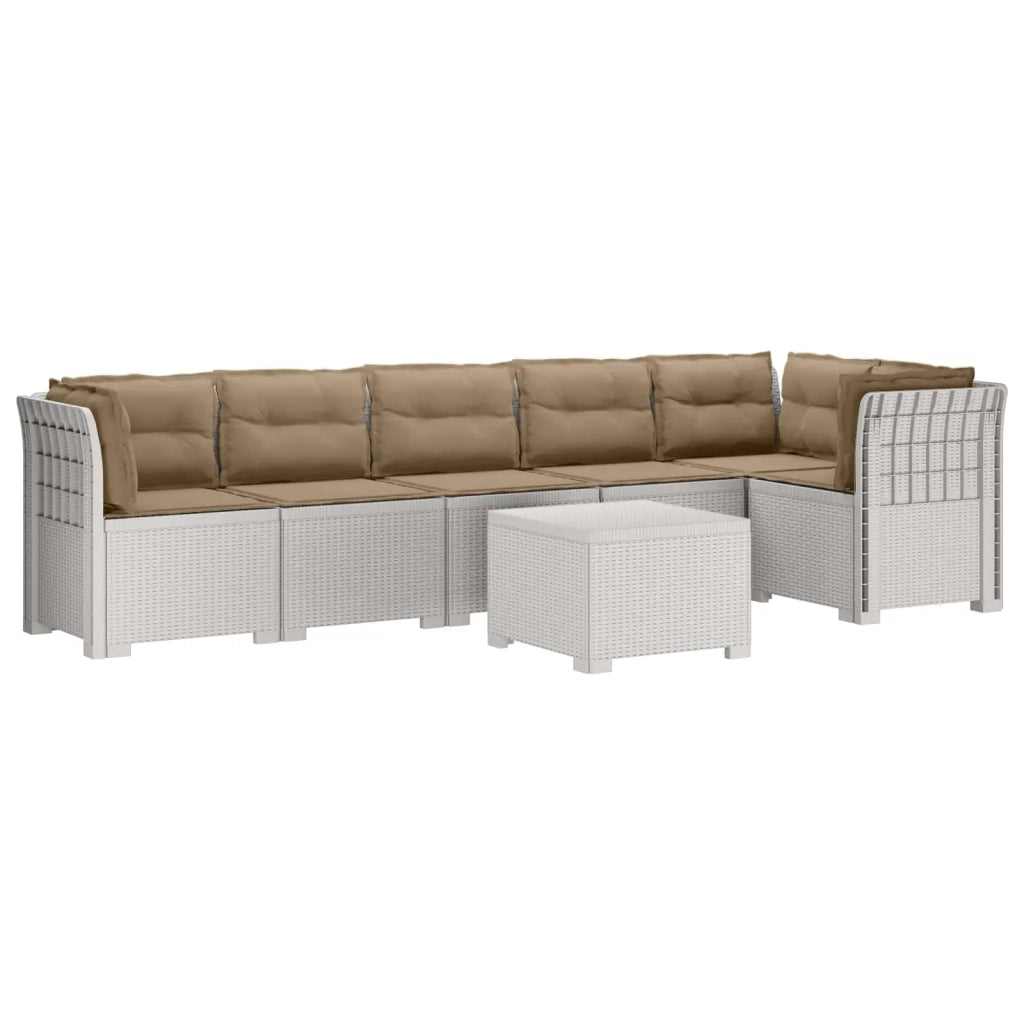 Divano da Giardino 6 Posti con Cuscini Aspetto Rattan PP Bianco 3444132