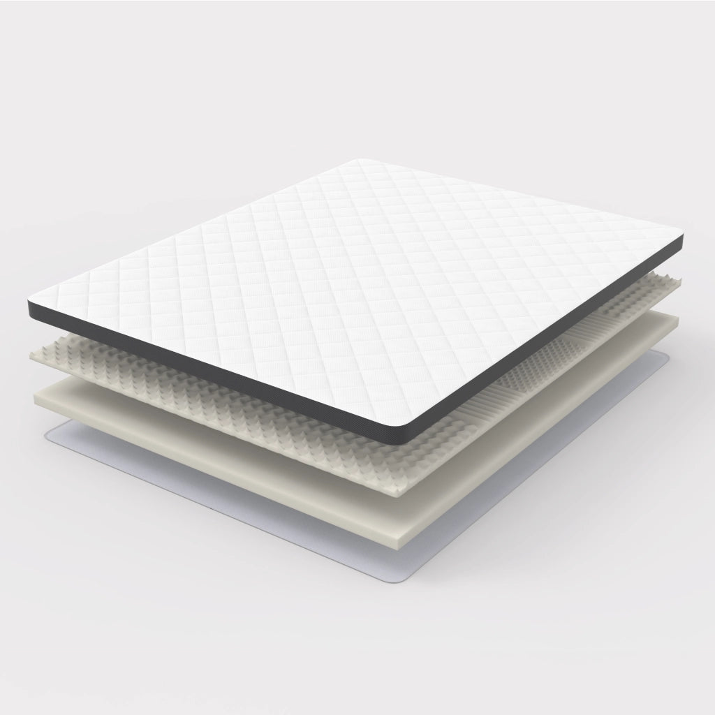Materasso 120 × 200 cm H3 in schiuma a 7 zone, certificato OEKO-TEX, bianco e grigio