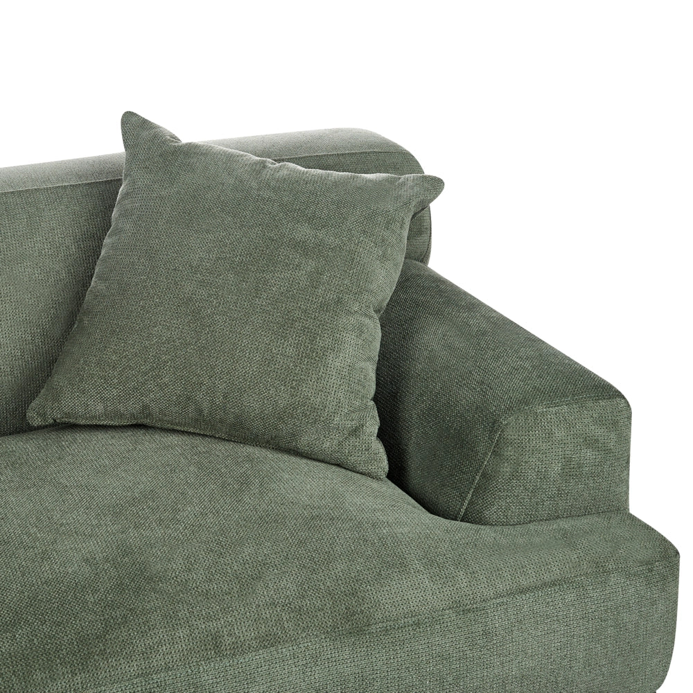Divano a 3 posti in tessuto Verde Soggiorno Stile moderno Gambe in metallo