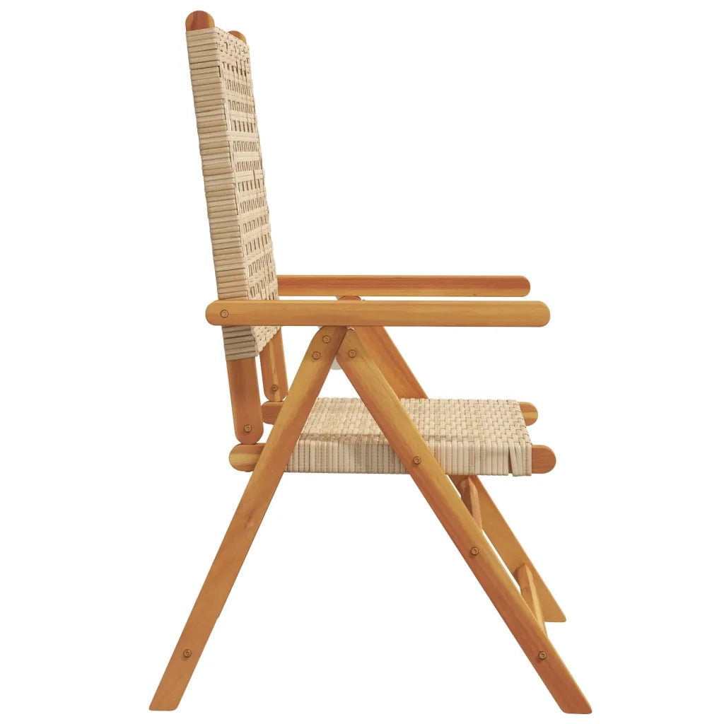 Sedie da Giardino 2 pz | Sedie da Esterno Beige Legno Massello Acacia e Polyrattan