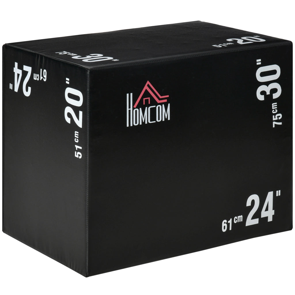 EasyComfort Plyo Box 3 in1 a 3 Altezze, Jumping Box Pliometrico Capacità 120kg, 75x51x61cm, Nero