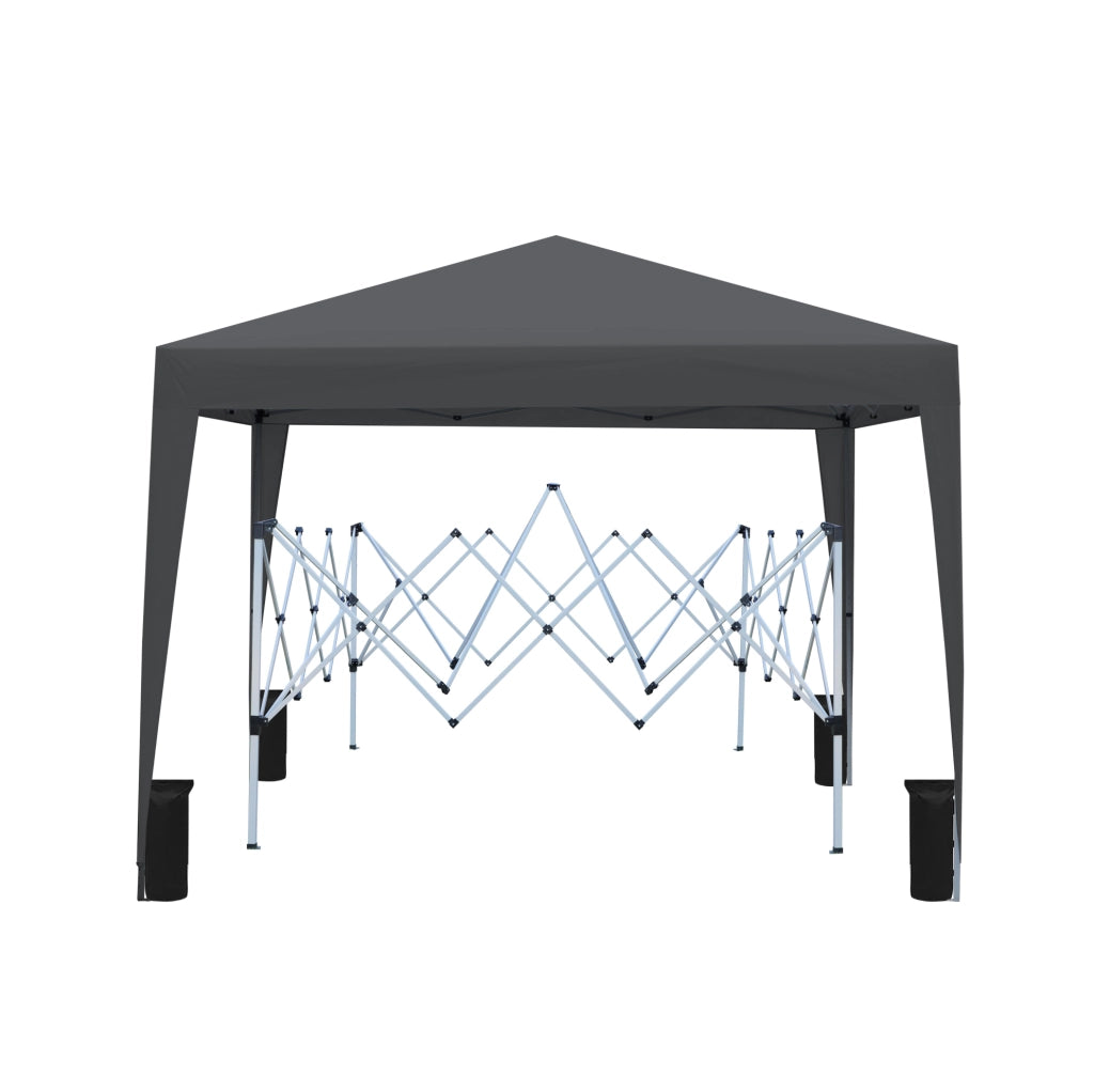 Gazebo pieghevole 3 x 3 m nero con pareti e sacchi di sabbia