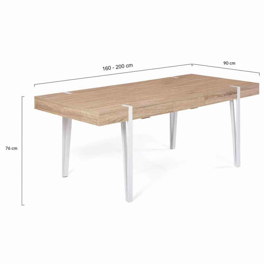IDMarket - AUSTRIA Tavolo da pranzo rettangolare allungabile per 6-10 persone con gambe a spillo bianche 160-200 cm