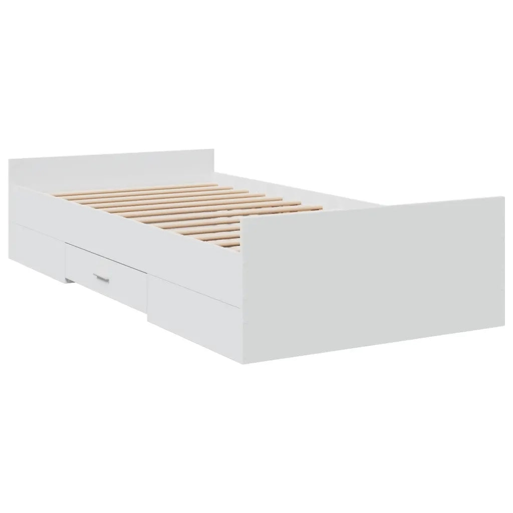 Giroletto con Cassetti Bianco 100x200 cm in Legno Multistrato 3280328