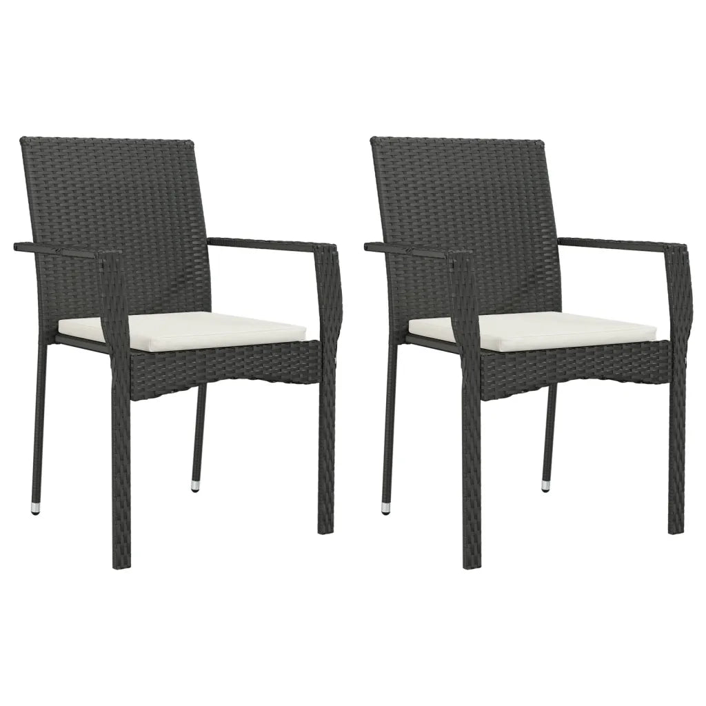 Set da Pranzo da Giardino 3 pz con Cuscini Nero in Polyrattan 3184975